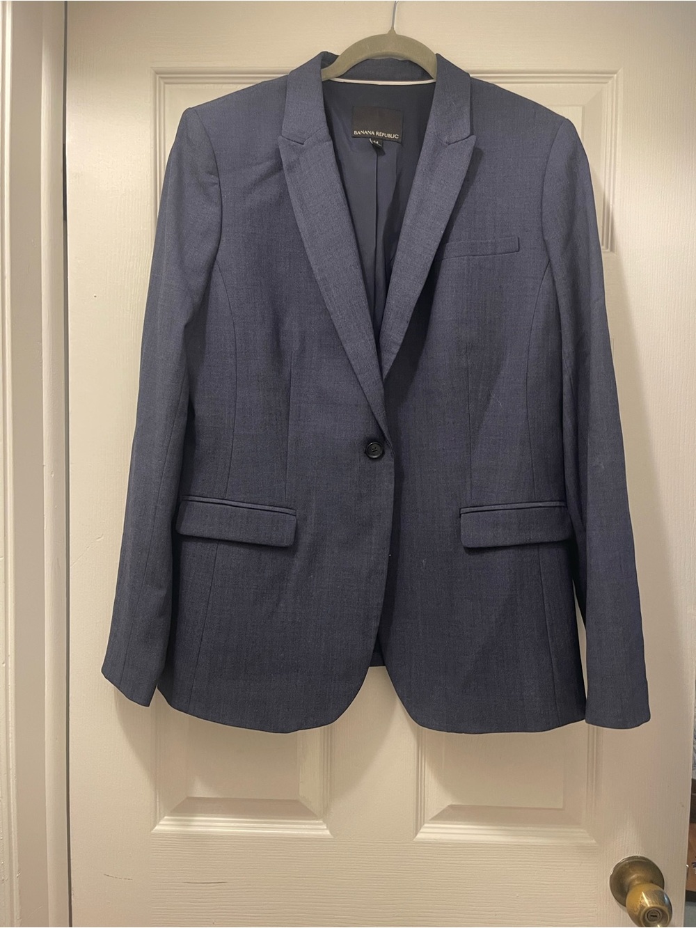 Banana Republic Navy Wool Blend One Button Blazer Size 14